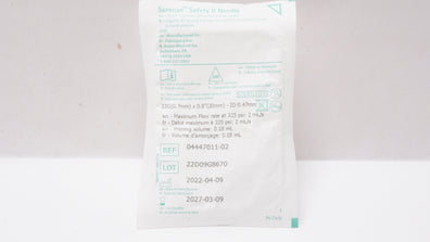 Surecan 04447011-02 Safety II Needle 22Gx0.8in Maximum Flow Rate at325 Psi 2ml/s